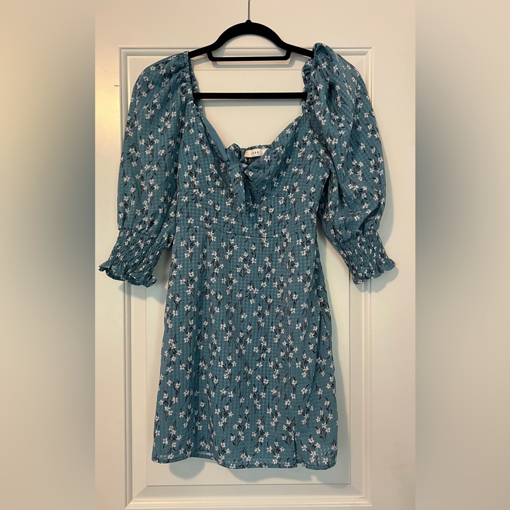 Lush Blue Floral Dress